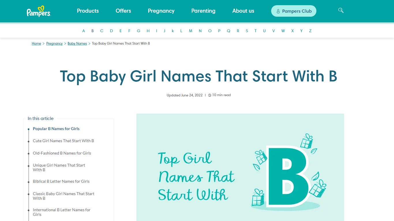 Top Baby Girl Names That Start With B | Pampers